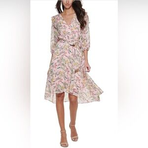Tommy Hilfiger Pink Floral High Low Midi Dress